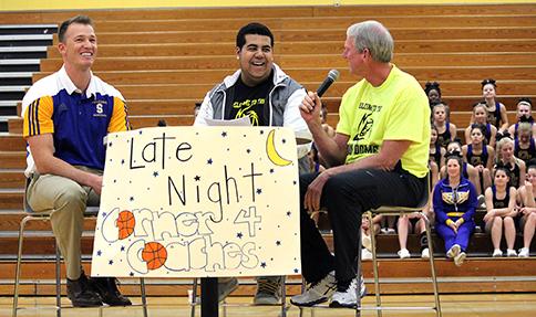 The boys and girls basketball coaches were "interviewed" at Late Night at the Southside.