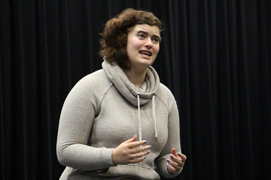 Emily Turner, senior, was the third place winner of the Shakespeare Out Loud competition. She performed Titus Andronicus, Tamora, 1.1.104-120