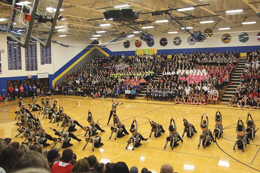 The Varsity Golden Girls performed their military routine for all of the dancers at the competition.