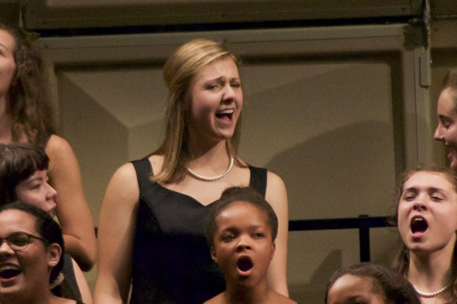 Olivia Bachtold, senior, sings in the Fall Choir Concert.