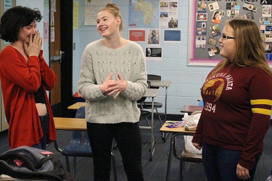 Slam Poetry members practice for an upcoming event. 