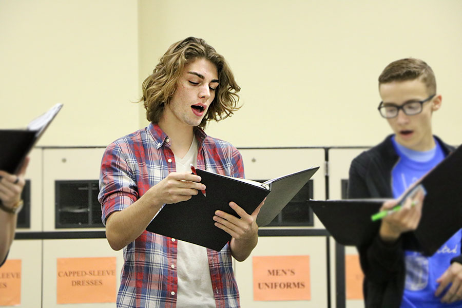 Peter Winslow, senior, sings in his choir class. 