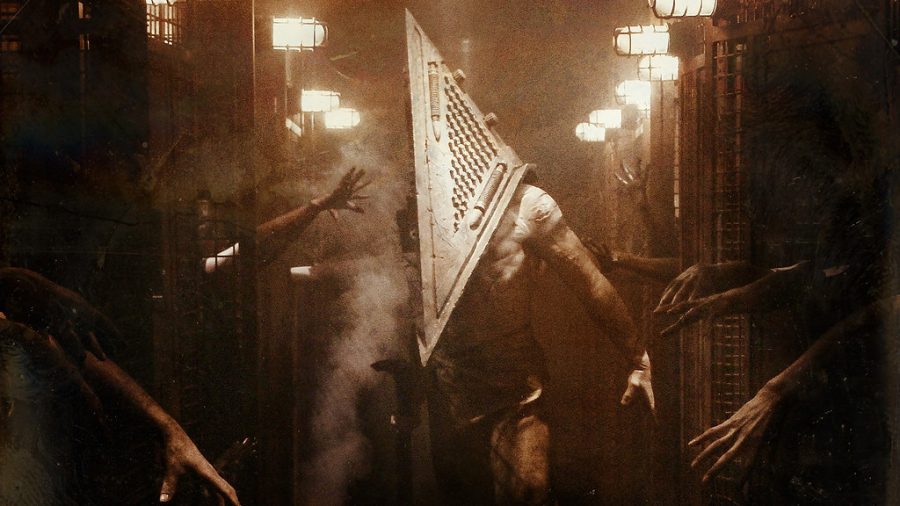 Enemy, Pyramid Head is the subject on a soundtrack cover.