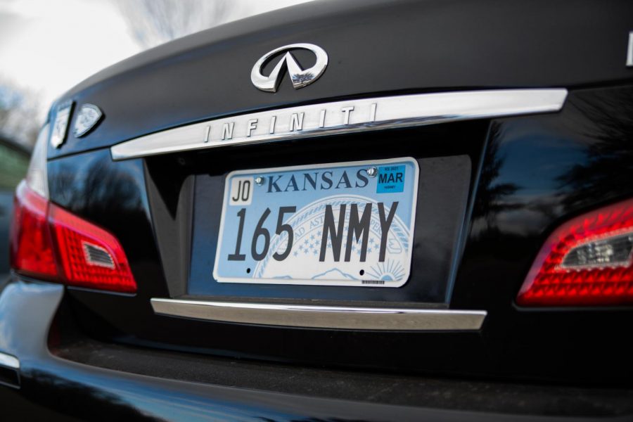 A new, flat Kansas license plate displayed on a car. The state began issuing flat license plates in August 2018, much to the chagrin of some. This license plate has been used with the permission of its owner.