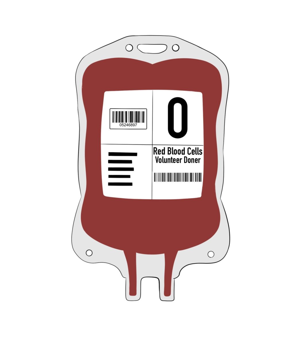 drawing of blood bags used for the blood drive.