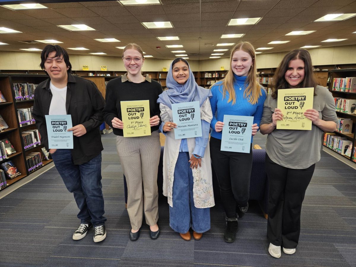 Poetry Out Loud competitors after the 
competition.